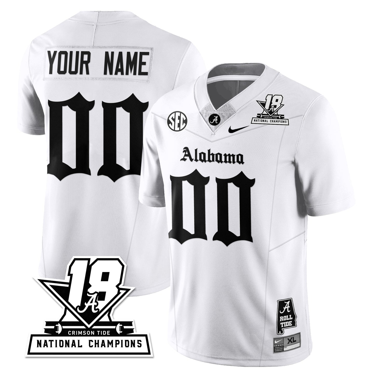 BAMA 18x-Time National Champions Gothic Vapor Limited Jersey - Stitched-NQD