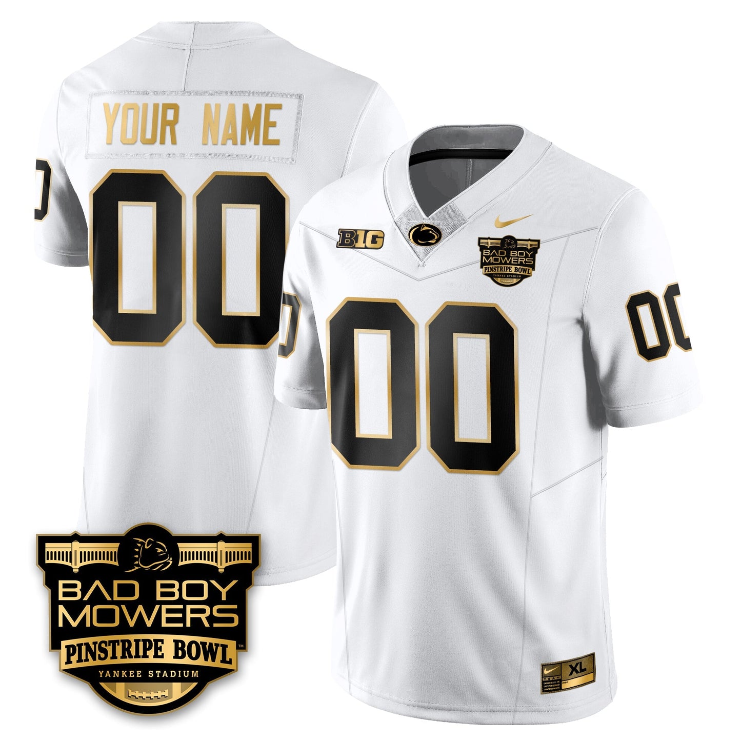 PSU Football Pinstripe Bowl Gold Jersey - All Stitched