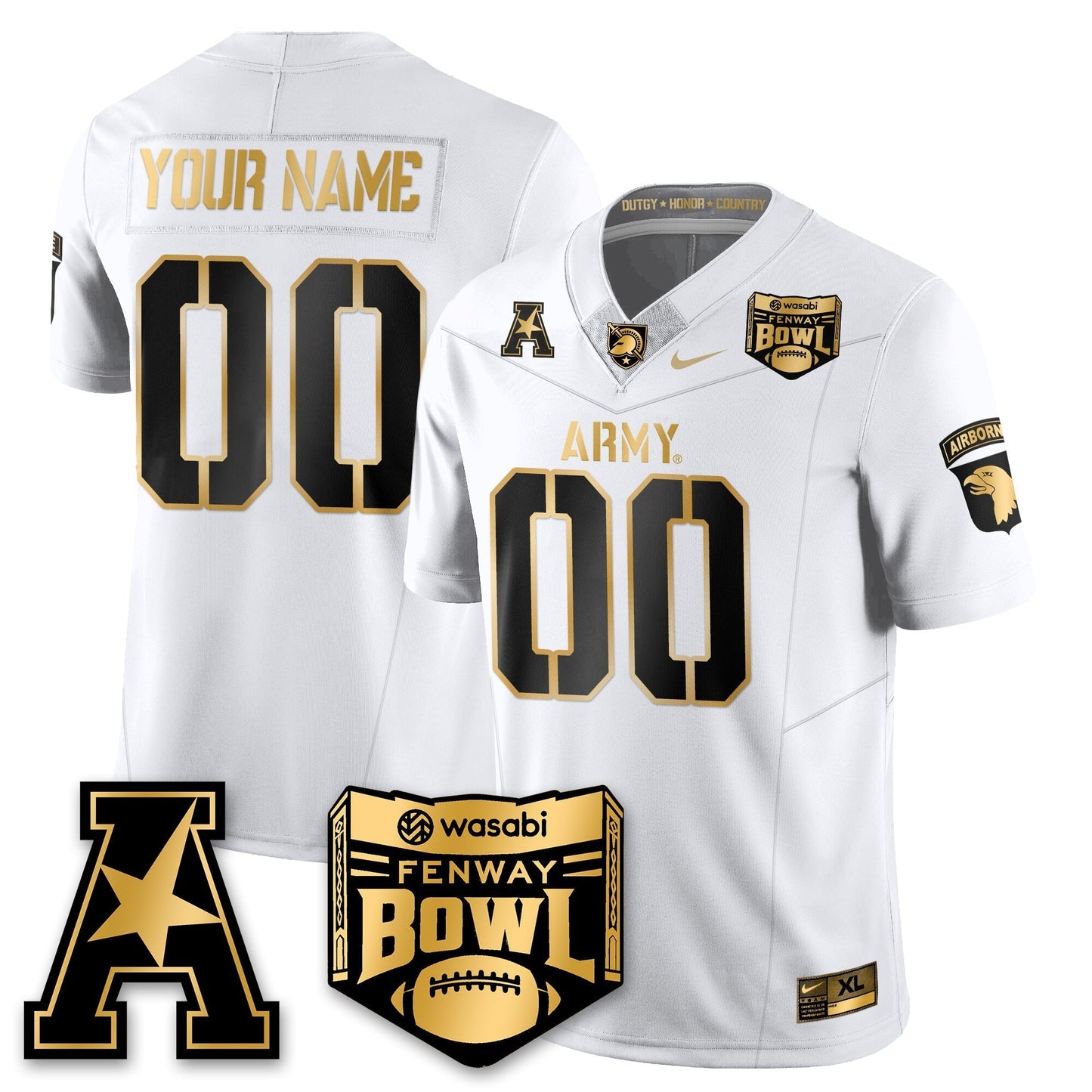 Army Black Knights Football 2025 Fenway Bowl Gold Jersey - Stitched-NQD