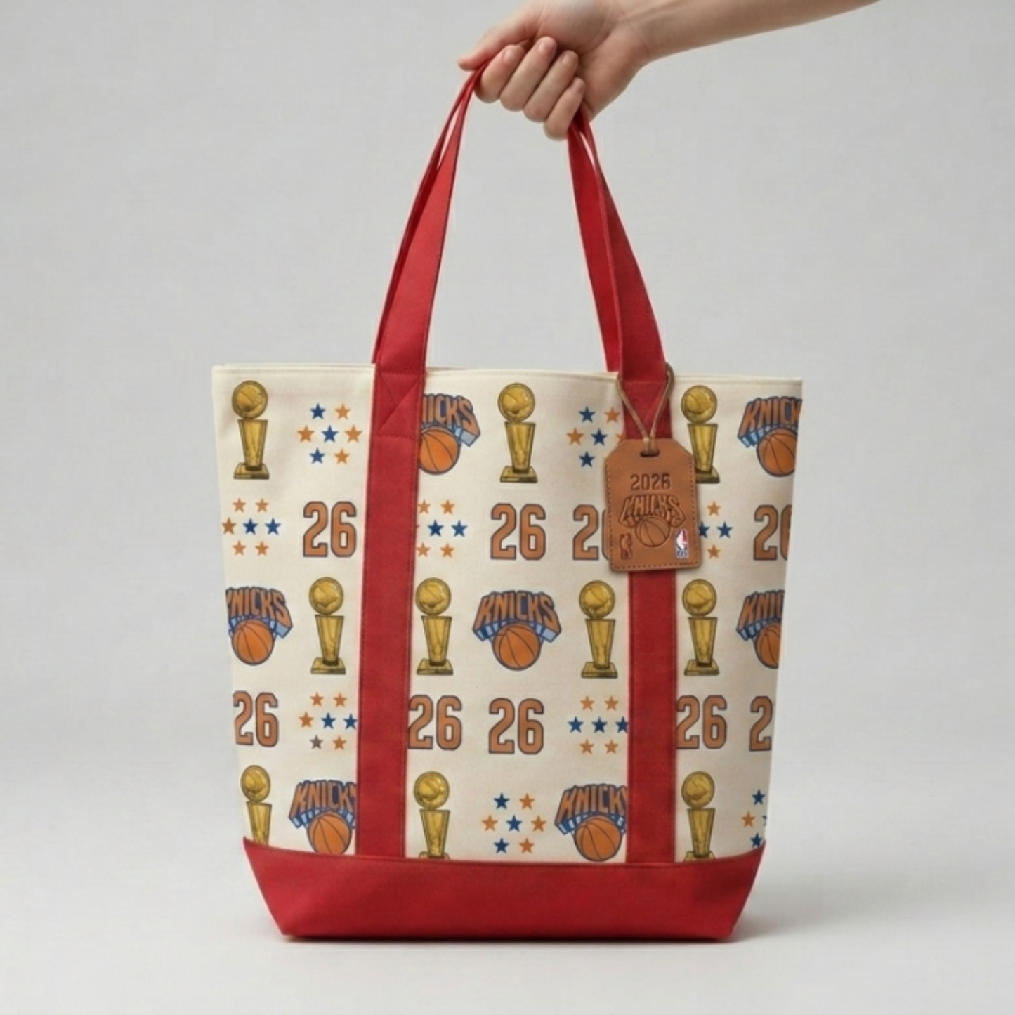NYK 2026 Basketball Champions Printed Canvas Tote Bag V3-NQD