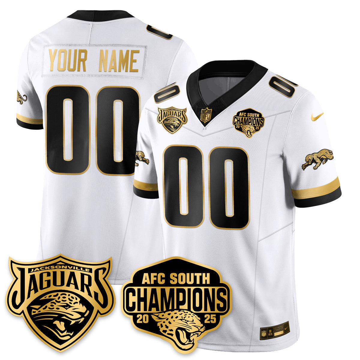 DET AFC South Division Champions Vapor Limited Gold Jersey - All Stitched