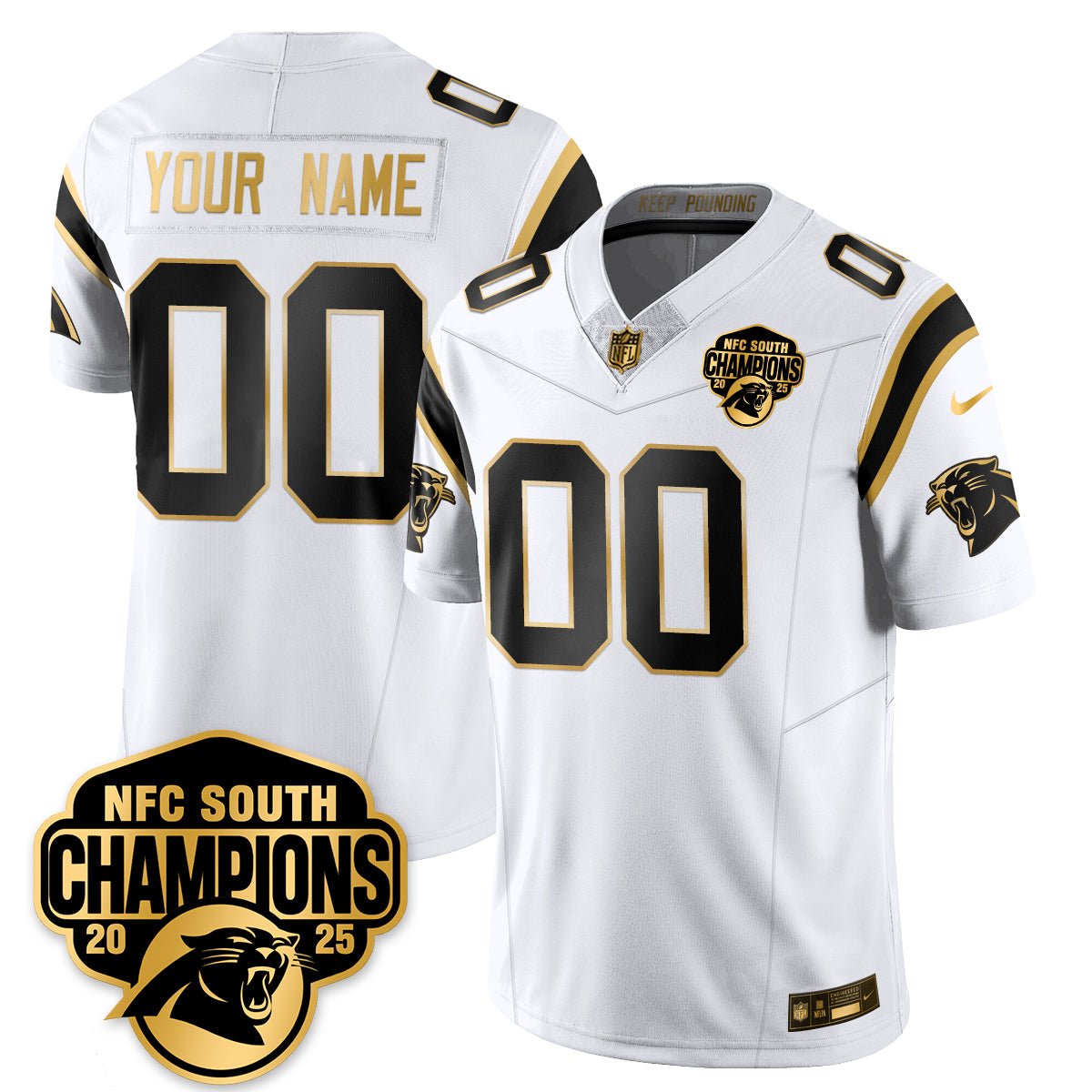 Custom CAR NFC South Division Champions Vapor Limited Gold Jersey - Stitched-NQD