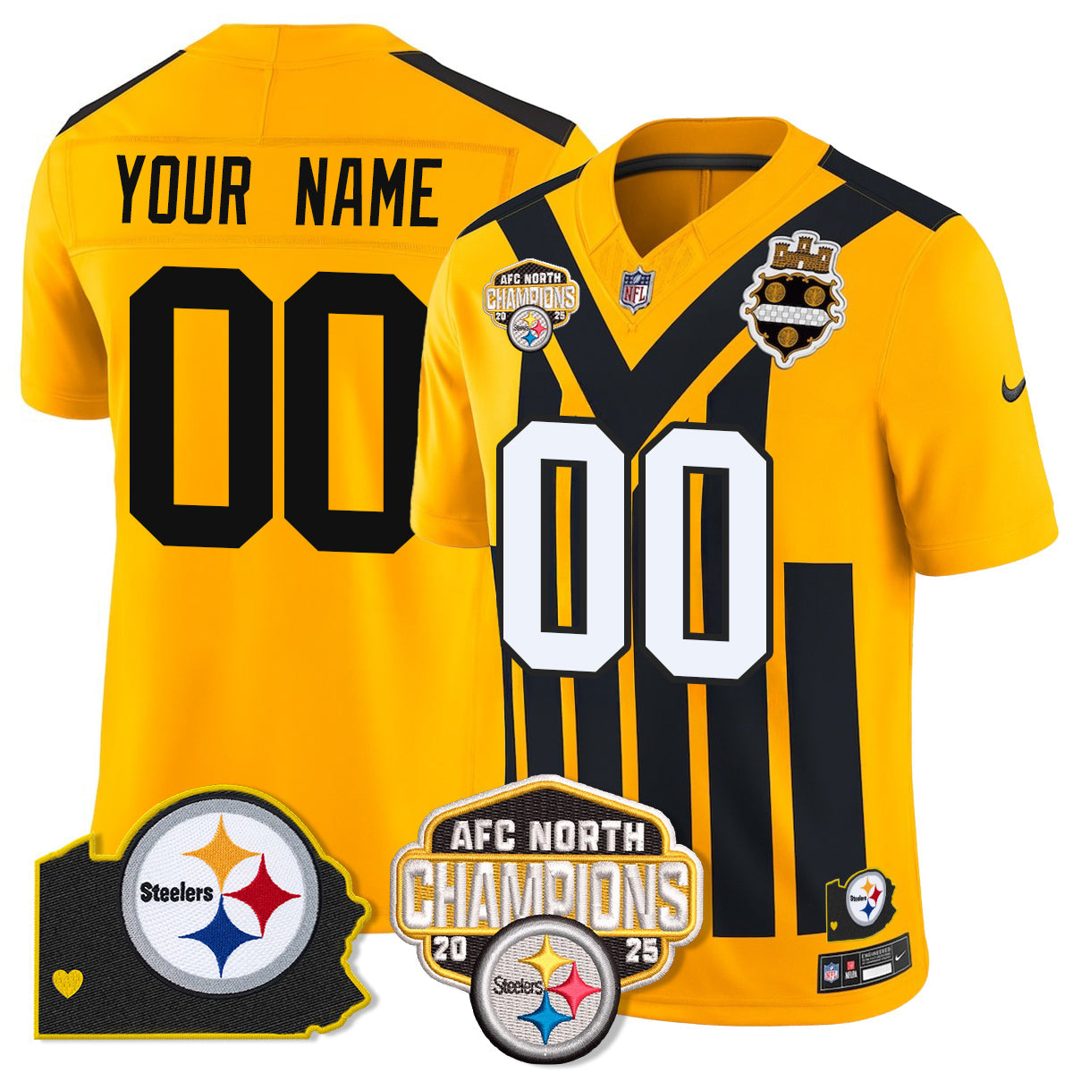 PIT AFC North Division Champions Vapor Limited Custom Jersey - Stitched-NQD
