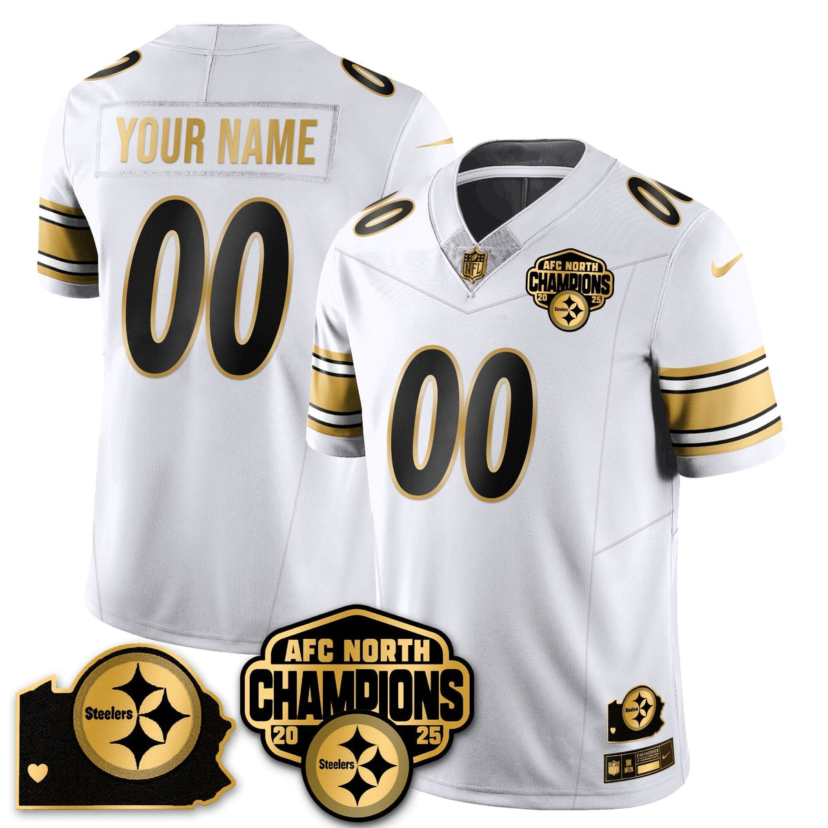 Custom PIT AFC North Division Champions Vapor Limited Gold Jersey - Stitched-NQD