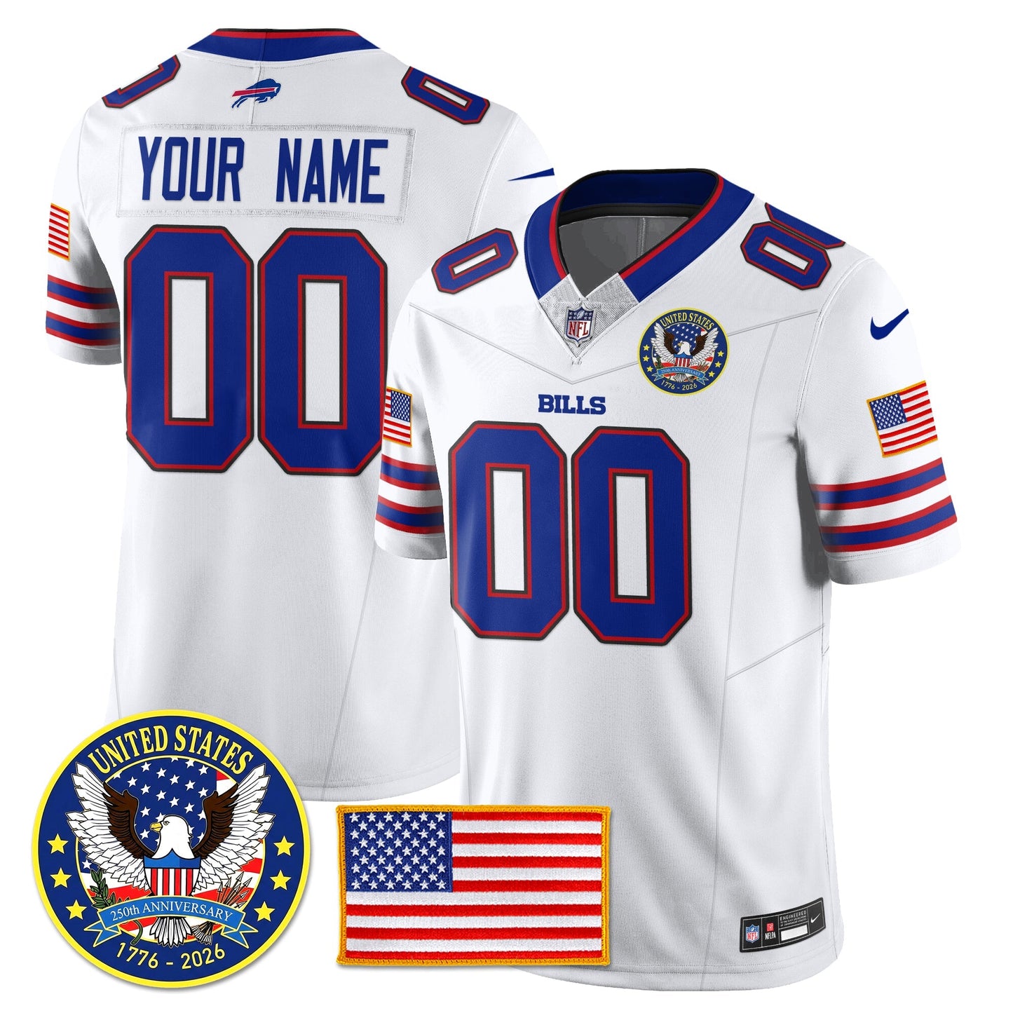 BUF "United States 250th Anniversary Patch" Vapor Limited Jersey - All Stitched