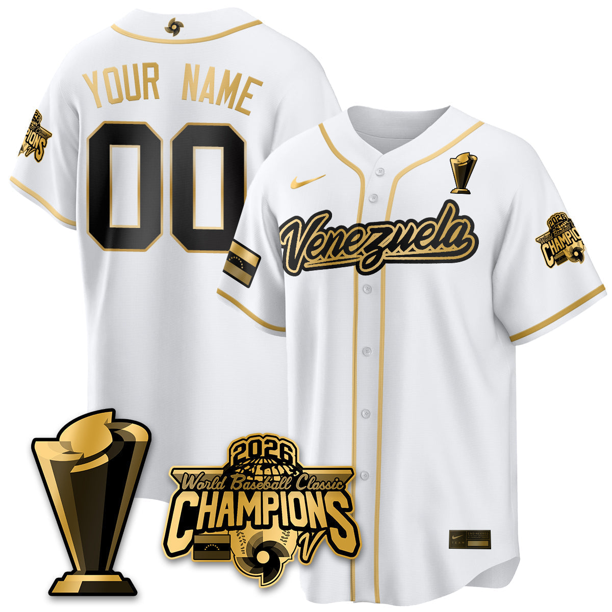 Custom Venezuela Baseball 2026 World Baseball Classic Champions Limited Jersey V2 - Stitched-NQD