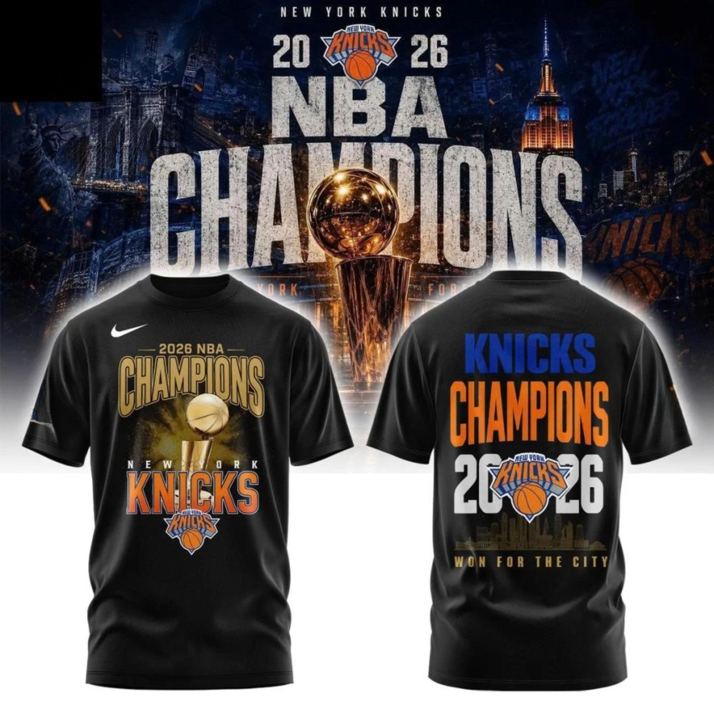 NYK 2026 Basketball Champions Two Sides Printed T-Shirt V2-NQD