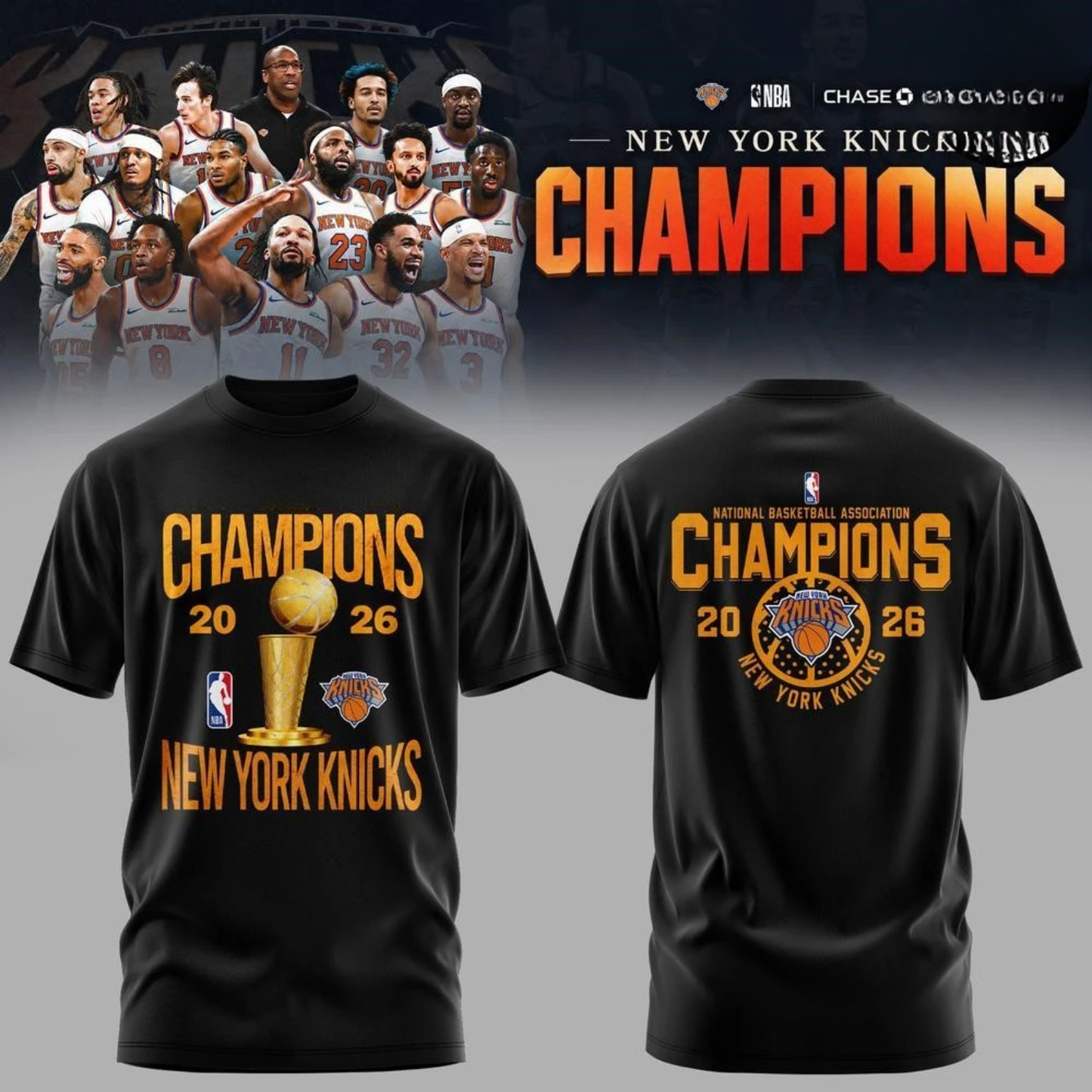NYK 2026 Basketball Champions Two Sides Printed T-Shirt V3-NQD
