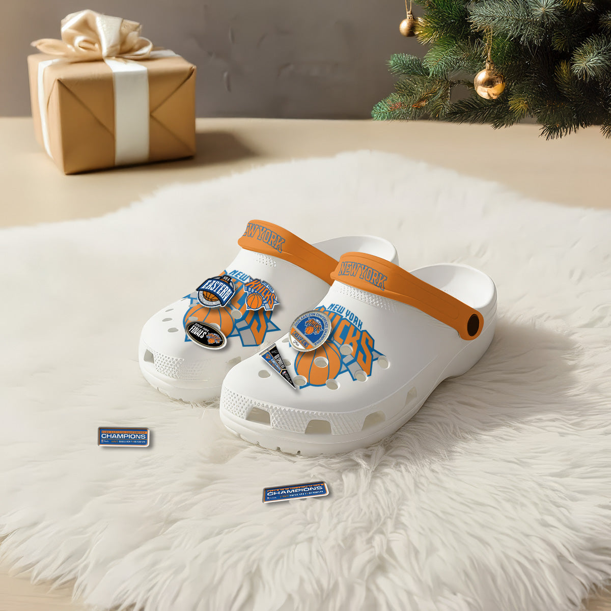 NYK 2026 NBA Finals Clogs White - Charms Gift Set-NQD