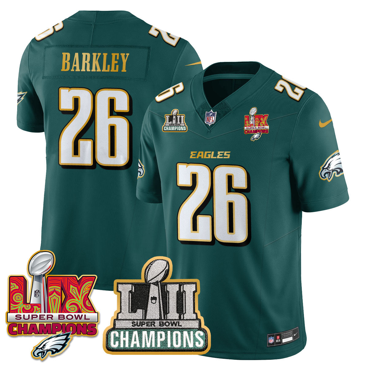 PHI LII-LIX Super Bowl Champions Vapor Limited Gold Jersey - Stitched-NQD
