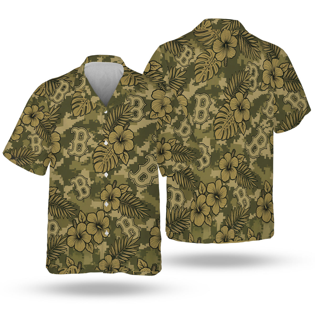 BOS Special Armed Forces Hawaiian Design Button Shirt V4-NQD