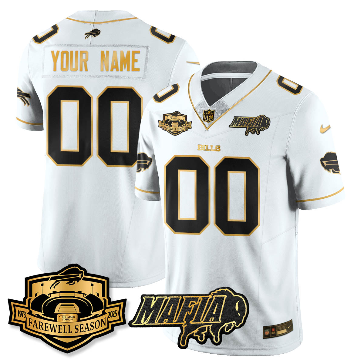 BUF 2025 Bills Mafia Patch Gold Vapor Limited Jersey - Stitched-NQD