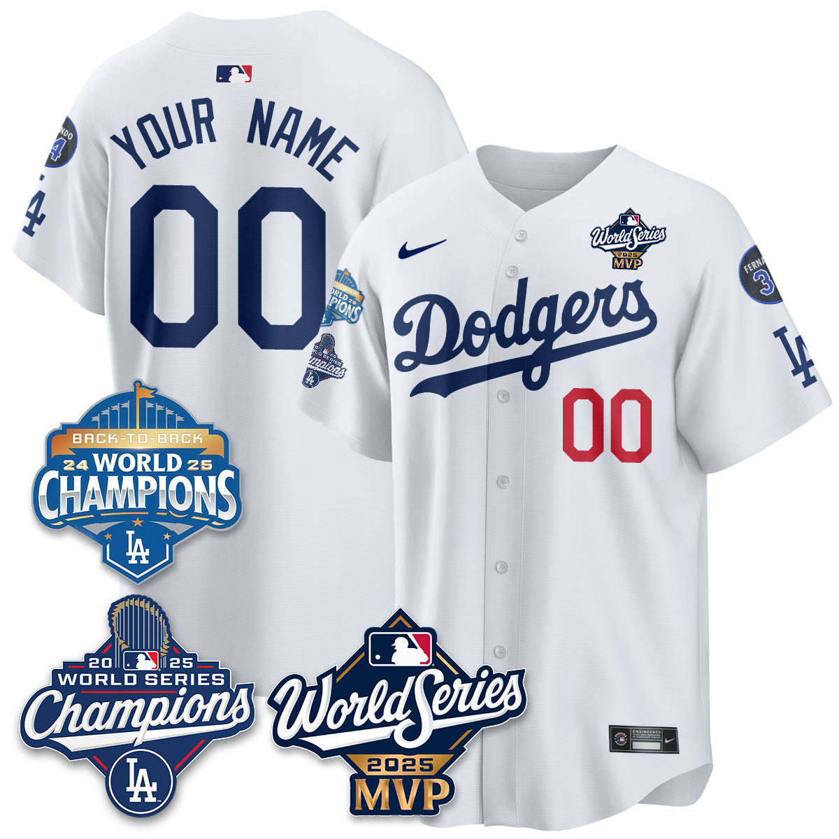 Yoshinobu Yamamoto LAD 2025 World Series MVP Custom Jersey - Stitched-NQD