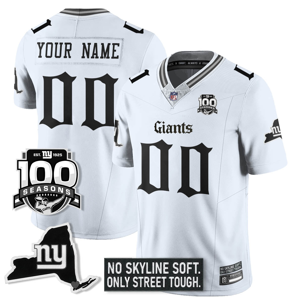 NYG 100th Seasons 'Gothic Gotham Edition' Vapor Limited Jersey - Stitched-NQD