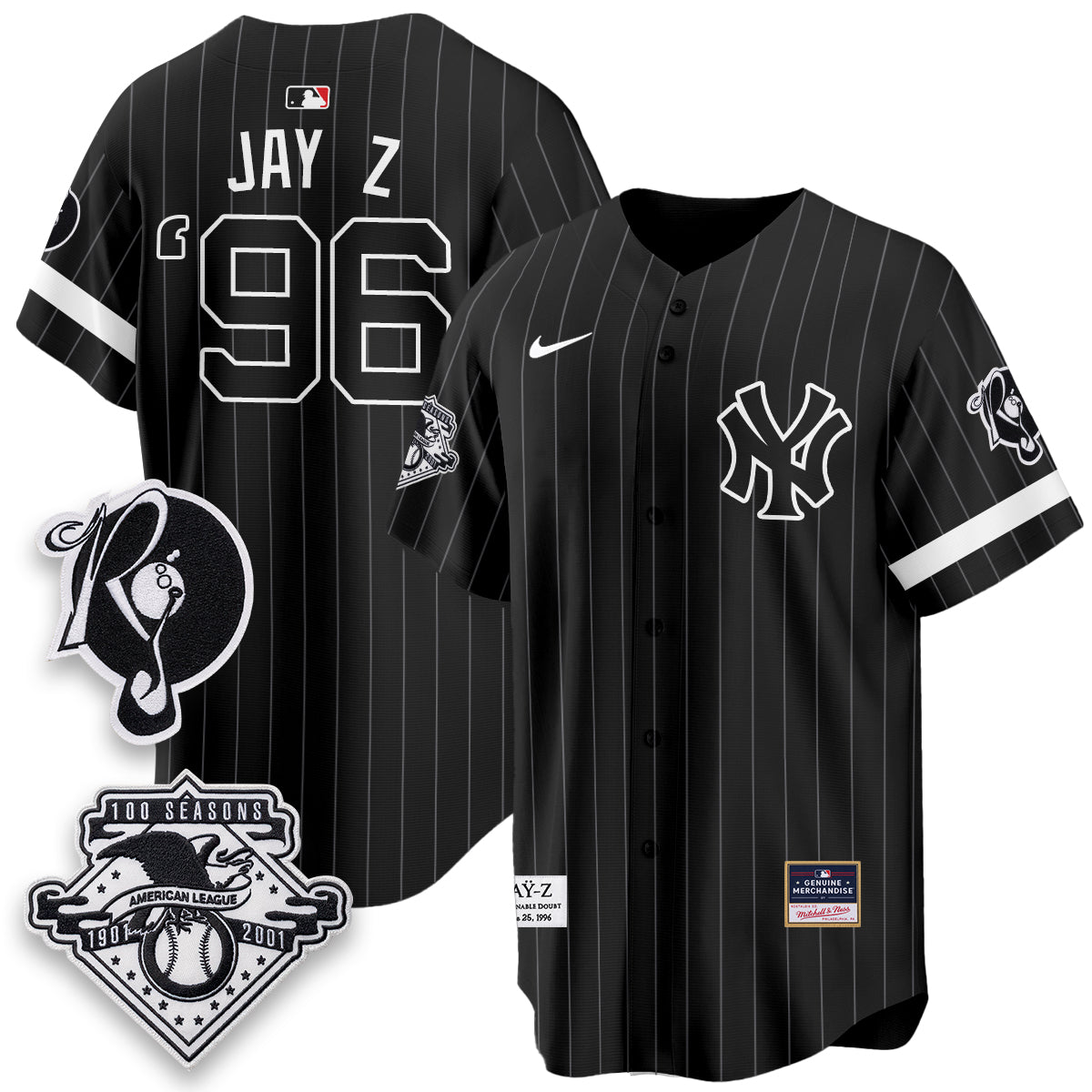 NYY x Jay Z Edition Vapor Blue Jersey - Stitched-NHM
