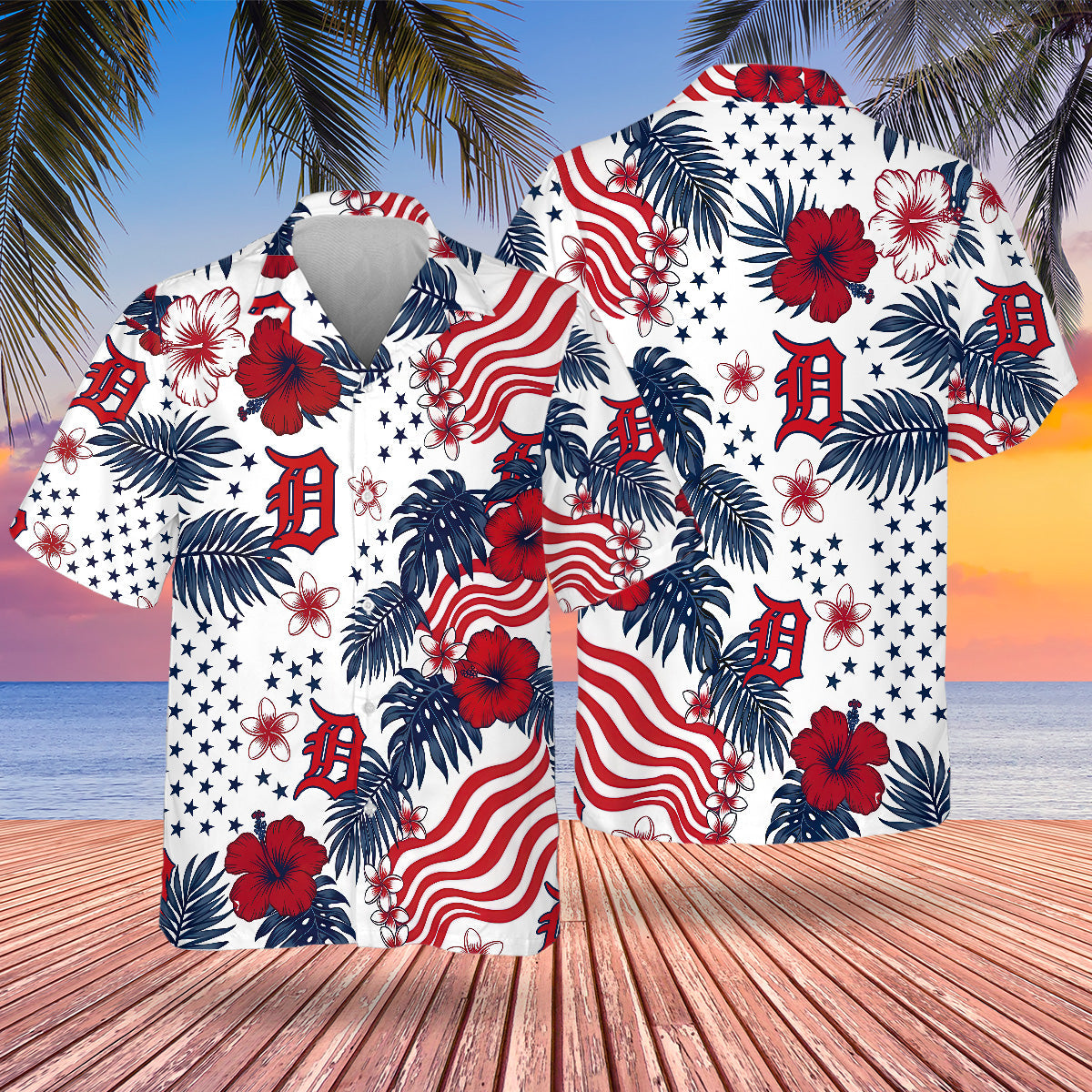 DET Special Semiquincentennial Hawaiian Design Button Shirt V4