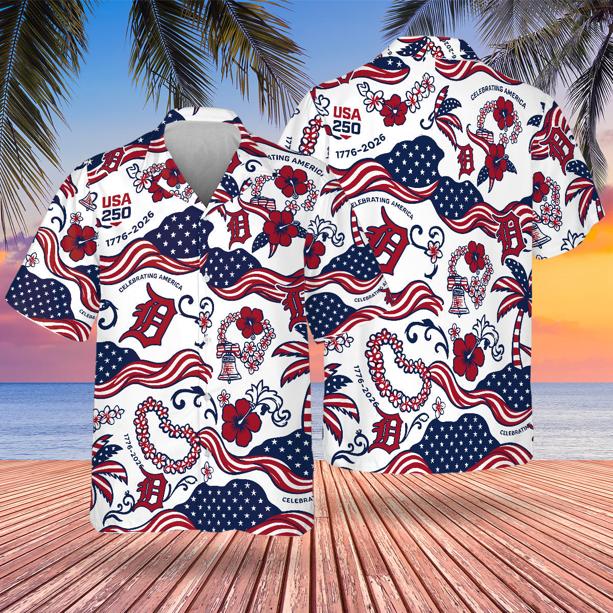 DET Special Semiquincentennial Hawaiian Design Button Shirt V3