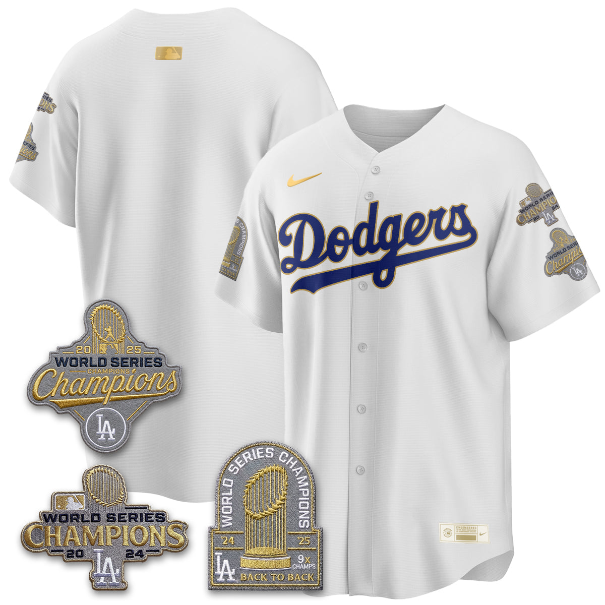 LAD Gold Collection Stadium Vapor Limited Jersey - Back to Back 9x Champs - Stitched-NQD