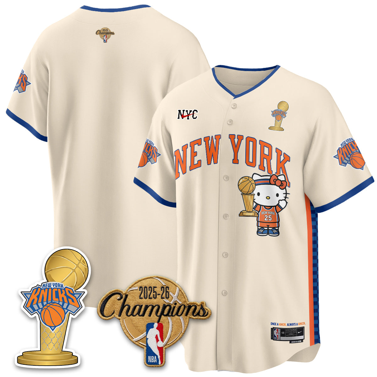 NYK 2026 NBA Champions x Meow Kitty Vapor Jersey - Stitched-NQD
