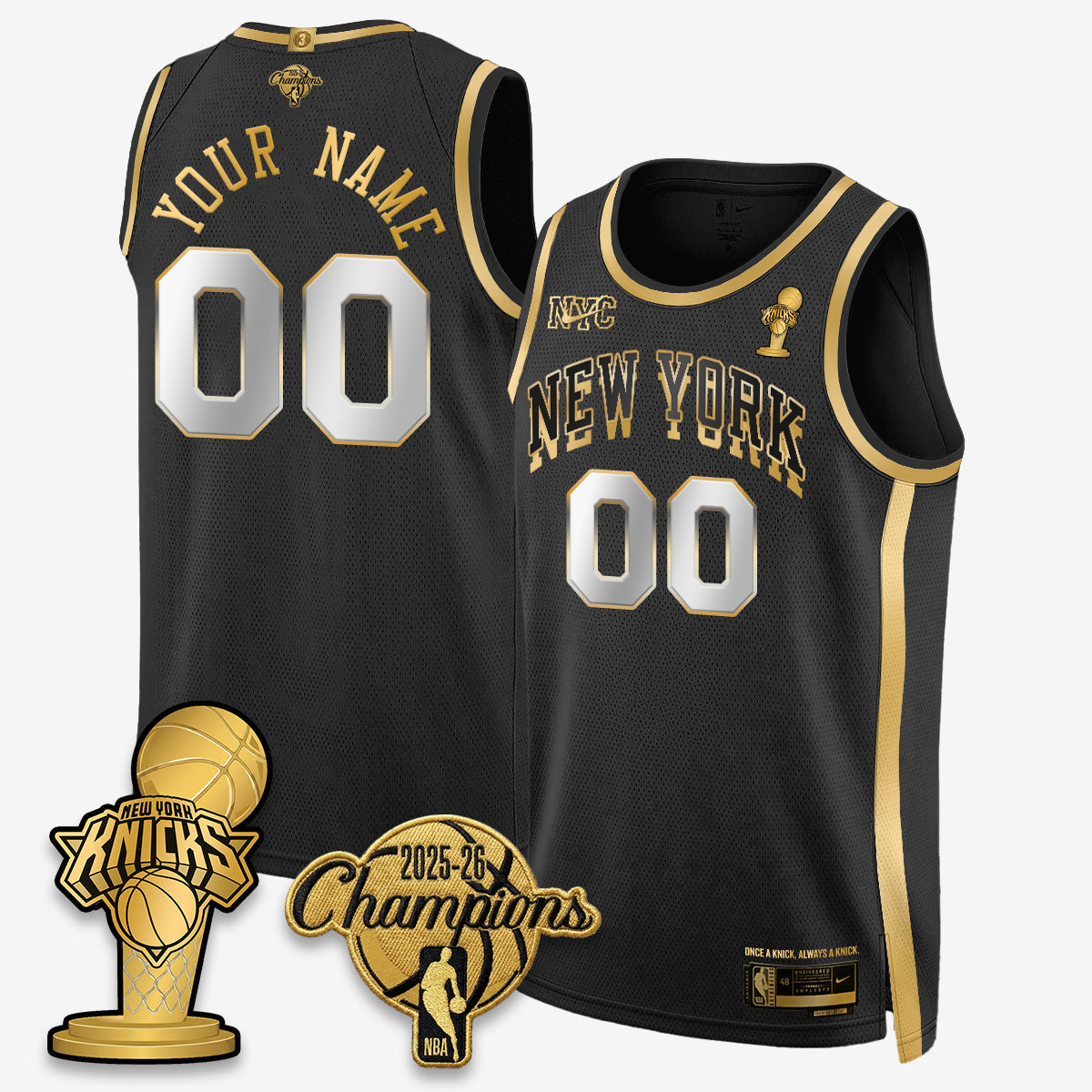 NYK 2026 NBA Champions Gold Edition Vapor Custom Jersey - Stitched-NQD