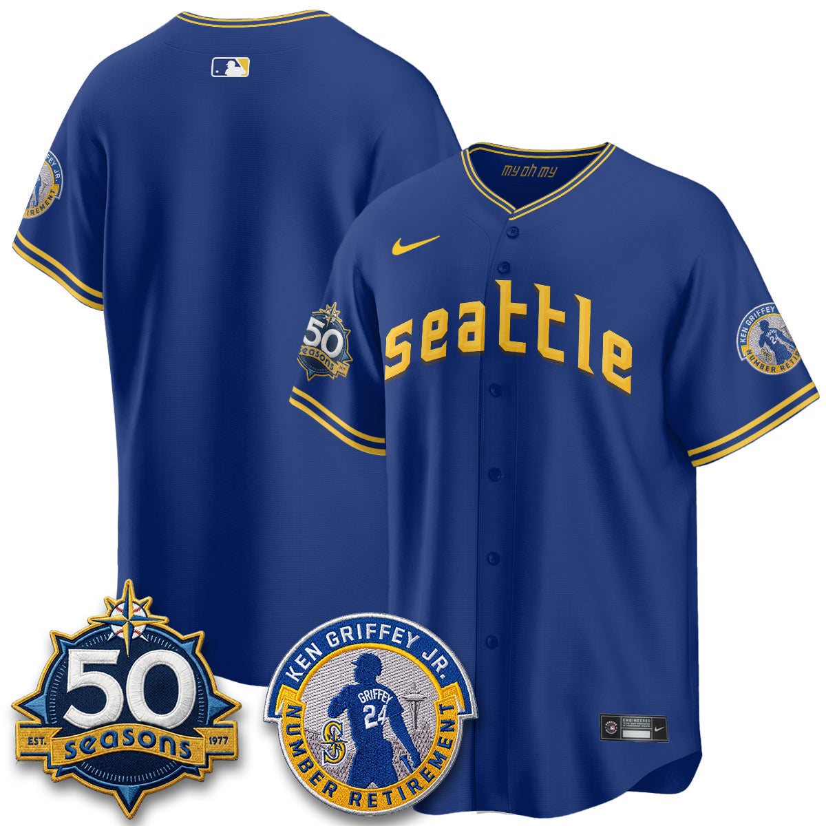 SEA Ken Griffey Jr. Patch Vapor Premier Limited Jersey - Stitched-NQD