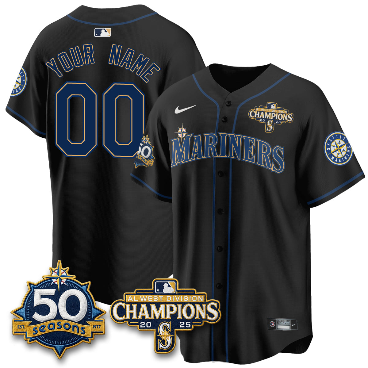 SEA 50th Anniversary Black Out Style Vapor Premier Limited Custom Jersey - Stitched-NQD