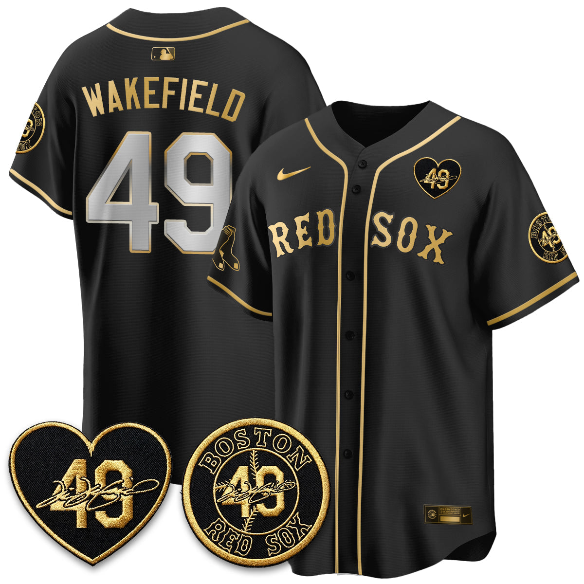 BOS Tim Wakefield Memorial Patch Vaper Premier Limited Jersey - Stitched-NQD