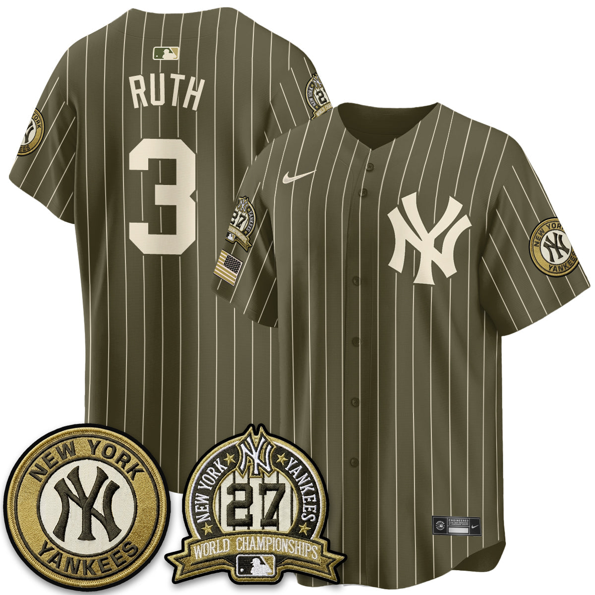 NYY New Era Olive 2026 Armed Forces Day Jersey -Stitched-NQD