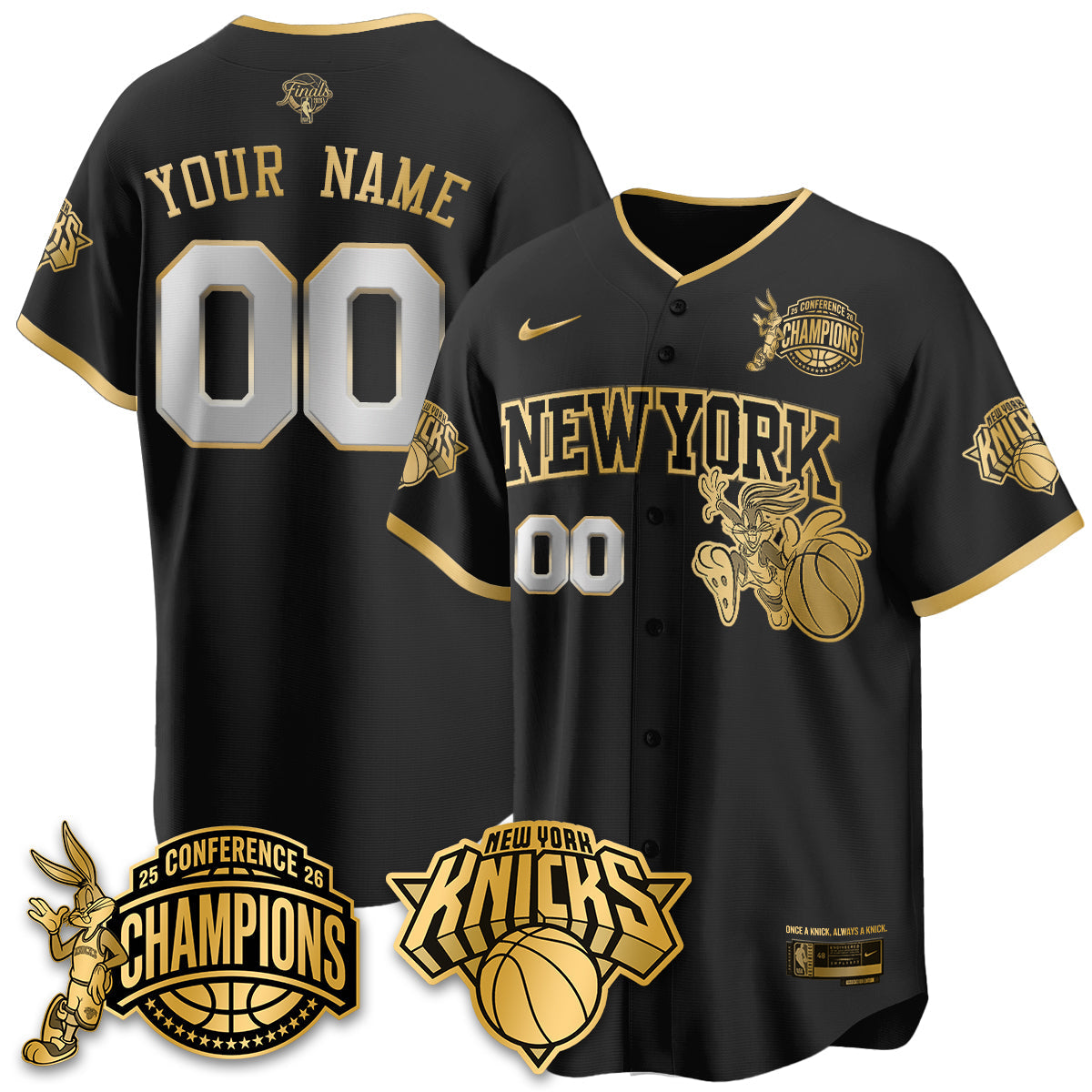 NYK 2026 NBA Finals x Bunny Vapor Custom Jersey V2- Stitched-NQD