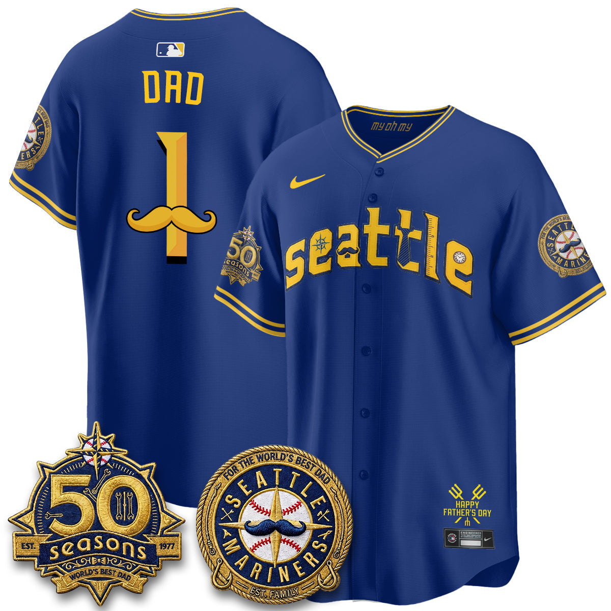 SEA Happy Father's Day Vapor Jersey - Stitched-NQD