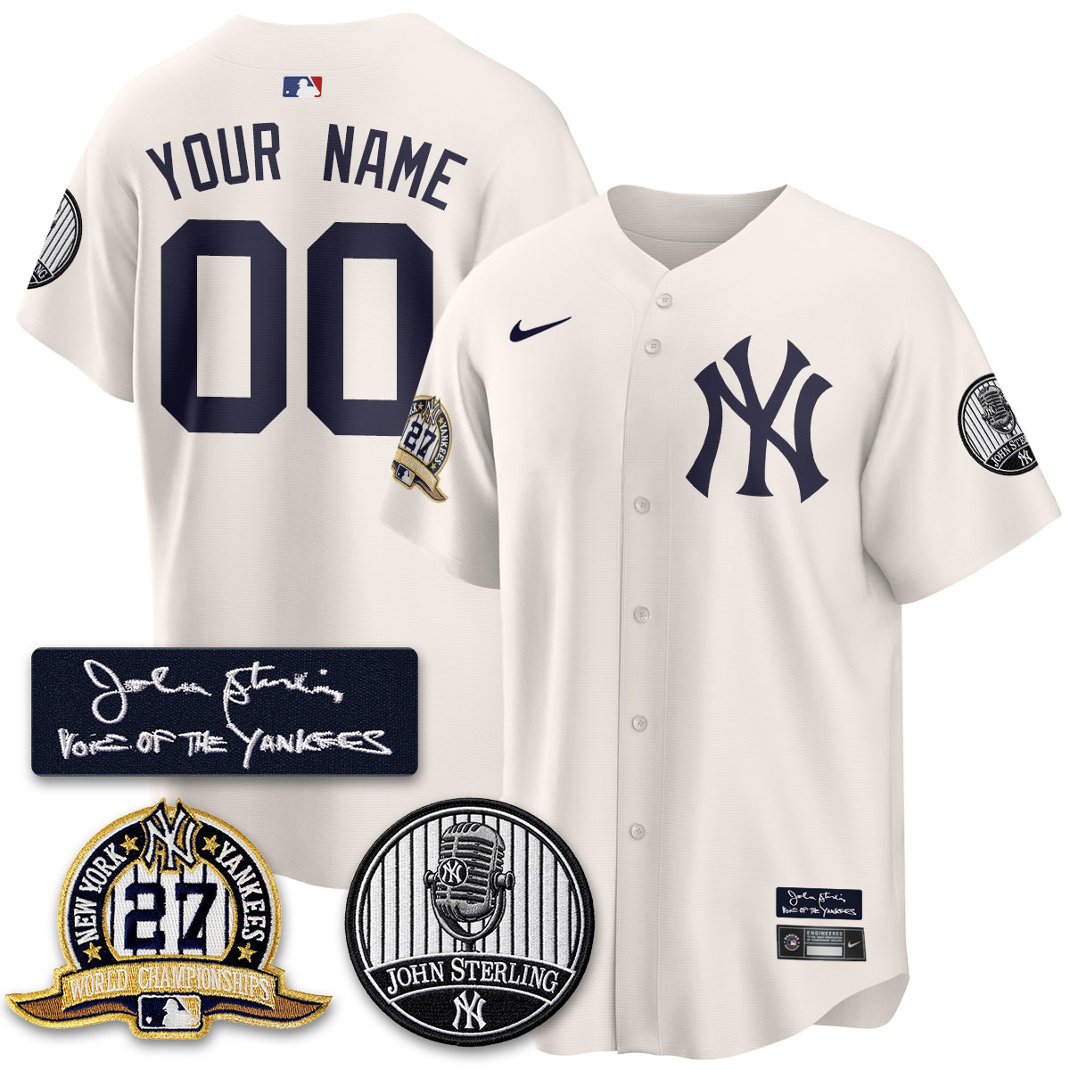 NYY John Sterling Tribute Patch Vapor Premier Limited Custom Jersey - Stitched-NQD