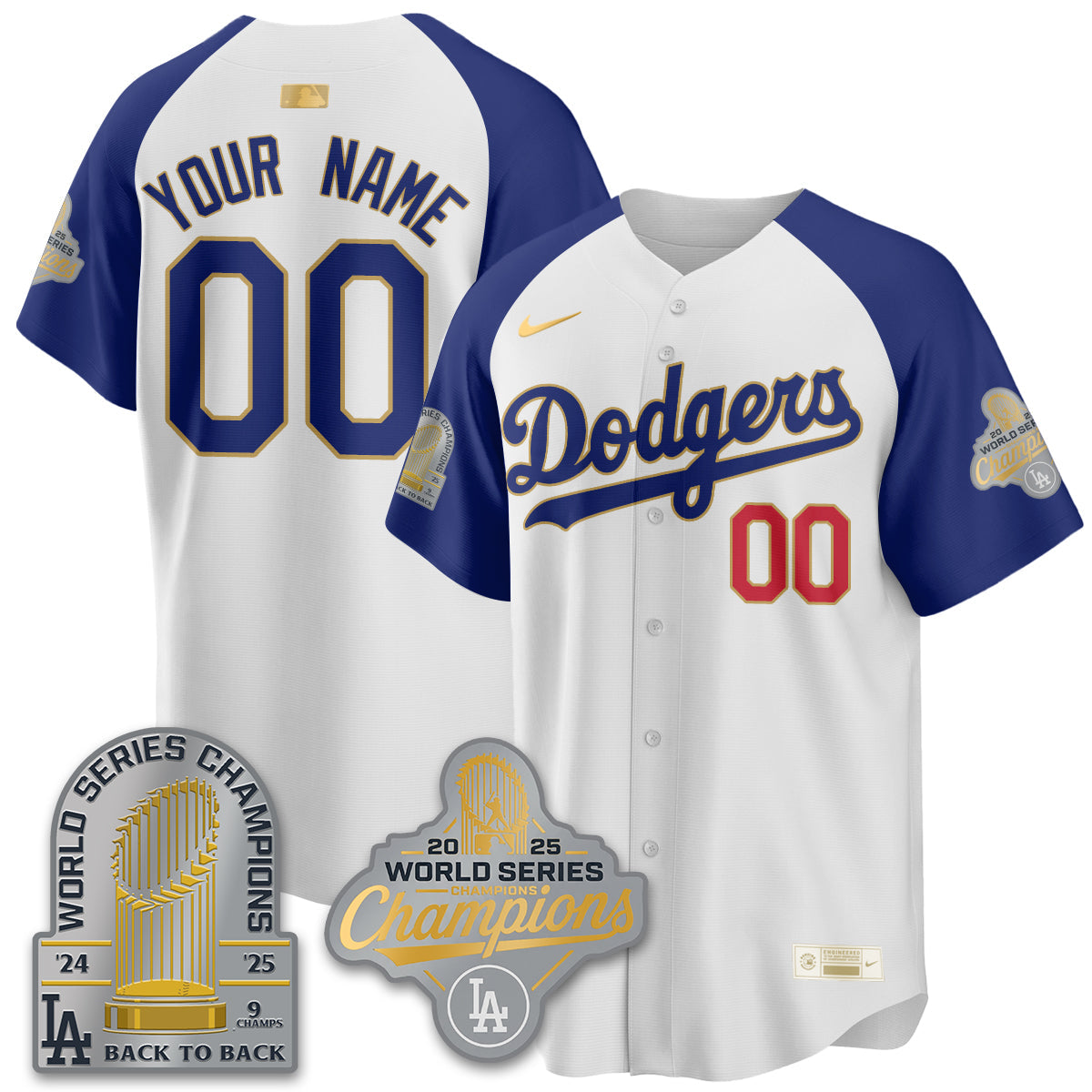 LAD Gold Collection Stadium Vapor Limited Custom Jersey - 9x Champs - Stitched-NQD