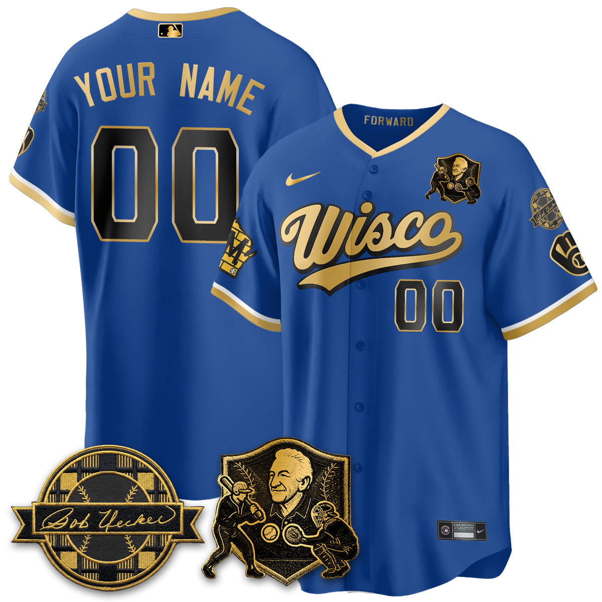 MIL Bob Uecker - 54 SSs for Brewers' Vapor Custom Limited City Connect Jersey - Stitched-NQD