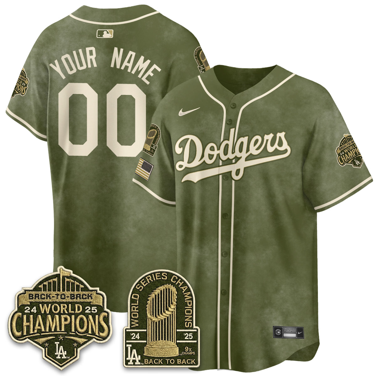 LAD New Era Olive 2026 Armed Forces Day Custom Jersey -Stitched-NQD