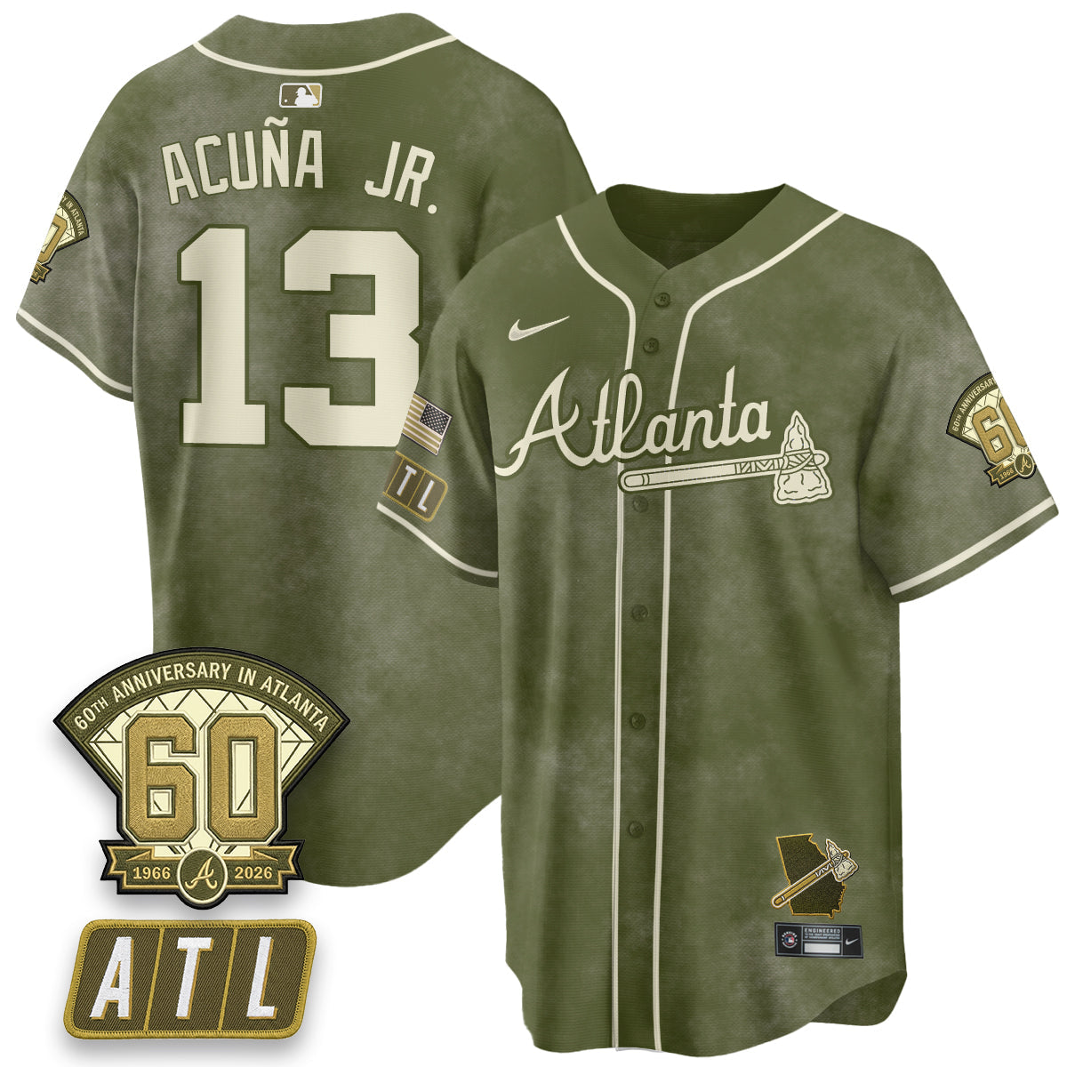 ATL New Era Olive 2026 Armed Forces Day Vapor Limited Jersey - Stitched-NQD