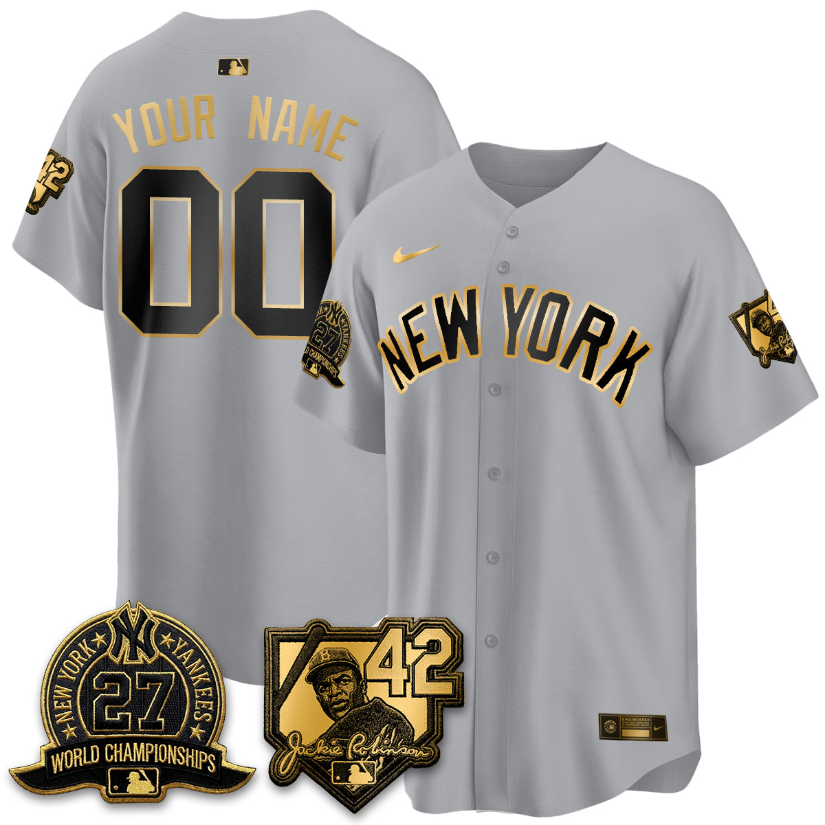 NYY 2026 Jackie Robinson Day Vapor Limited Gold Edition Custom Jersey - Stitched-NQD