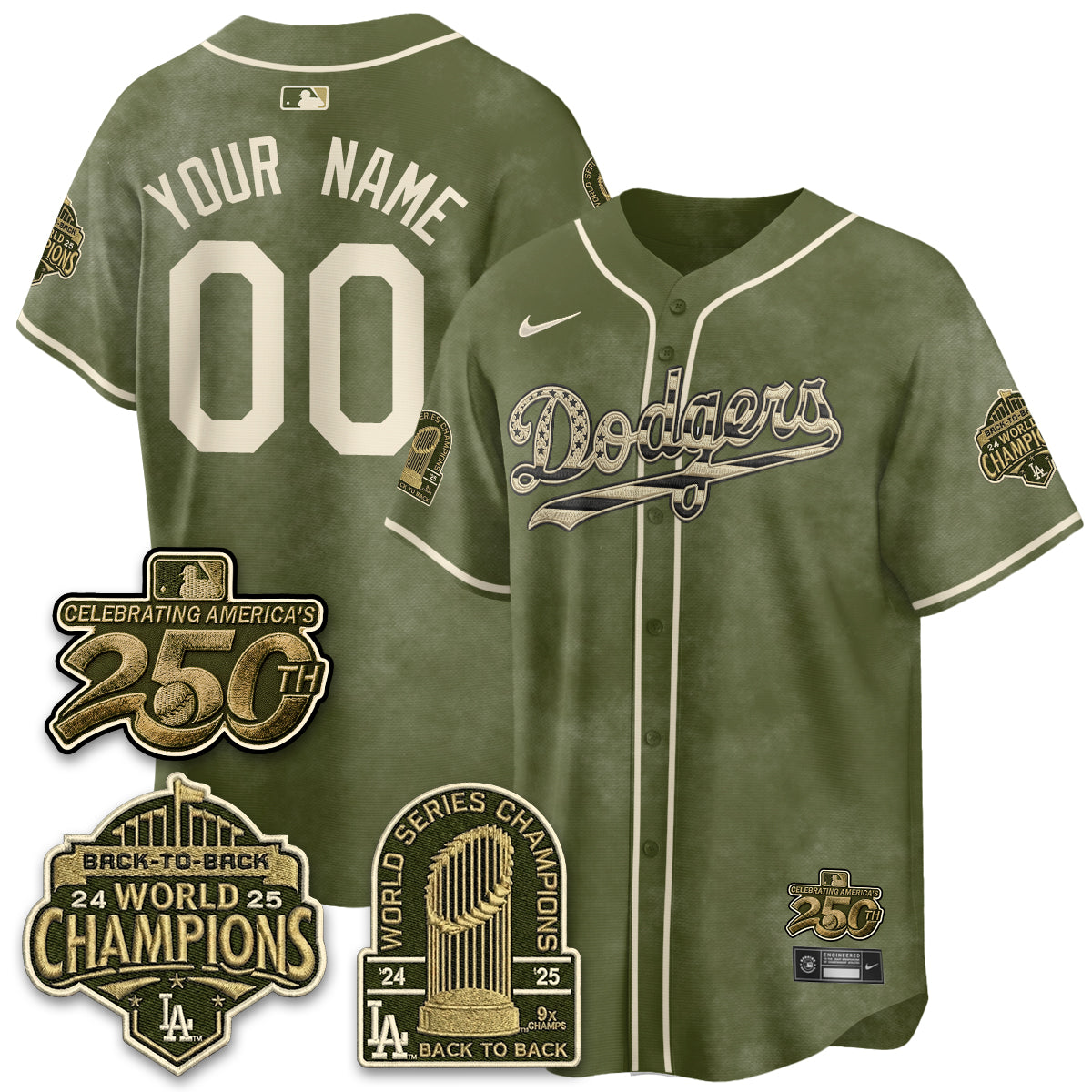 LAD New Era Olive 2026 Armed Forces Day Custom Jersey -Stitched V2-NQD