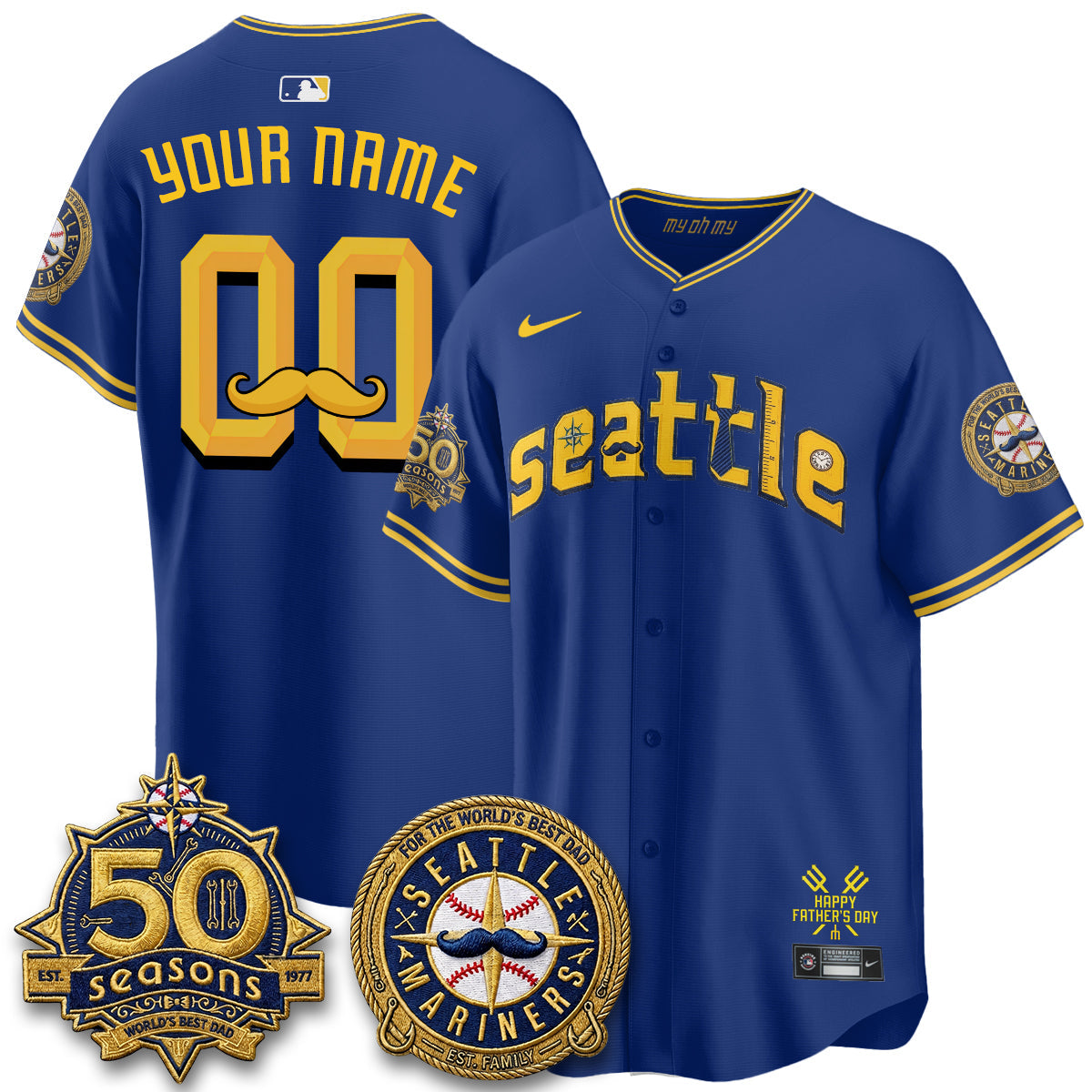 SEA Happy Father's Day Vapor Custom Jersey - Stitched-NQD