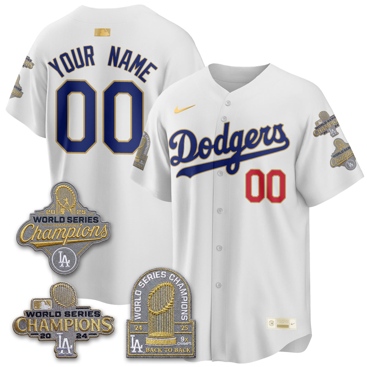 LAD Gold Collection Stadium Vapor Limited Custom Jersey - Back to Back 9x Champs - Stitched-NQD