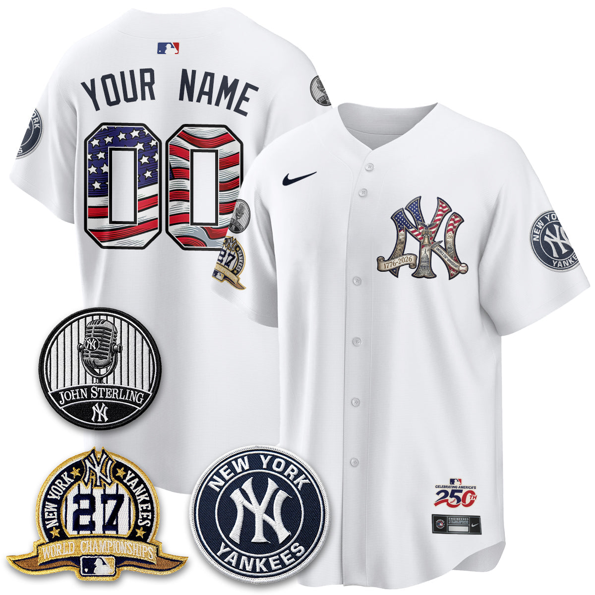 NYY Independence Day USA Vapor Limited Custom Jersey - Stitched-NQD