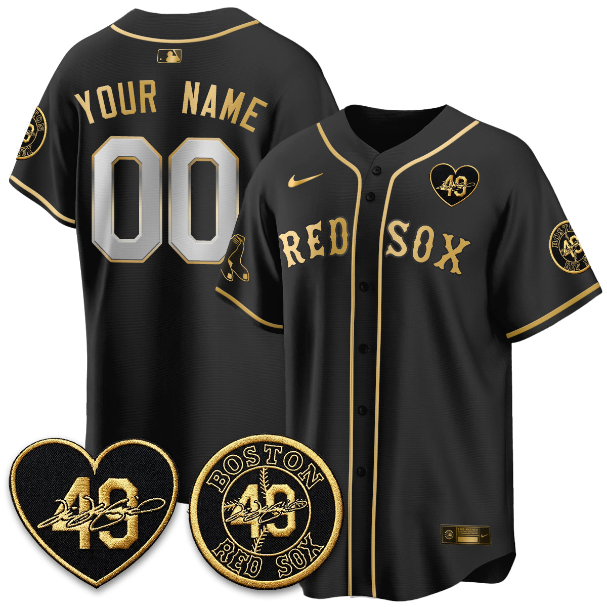 BOS Tim Wakefield Memorial Patch Vaper Premier Limited Custom Jersey - Stitched-NQD