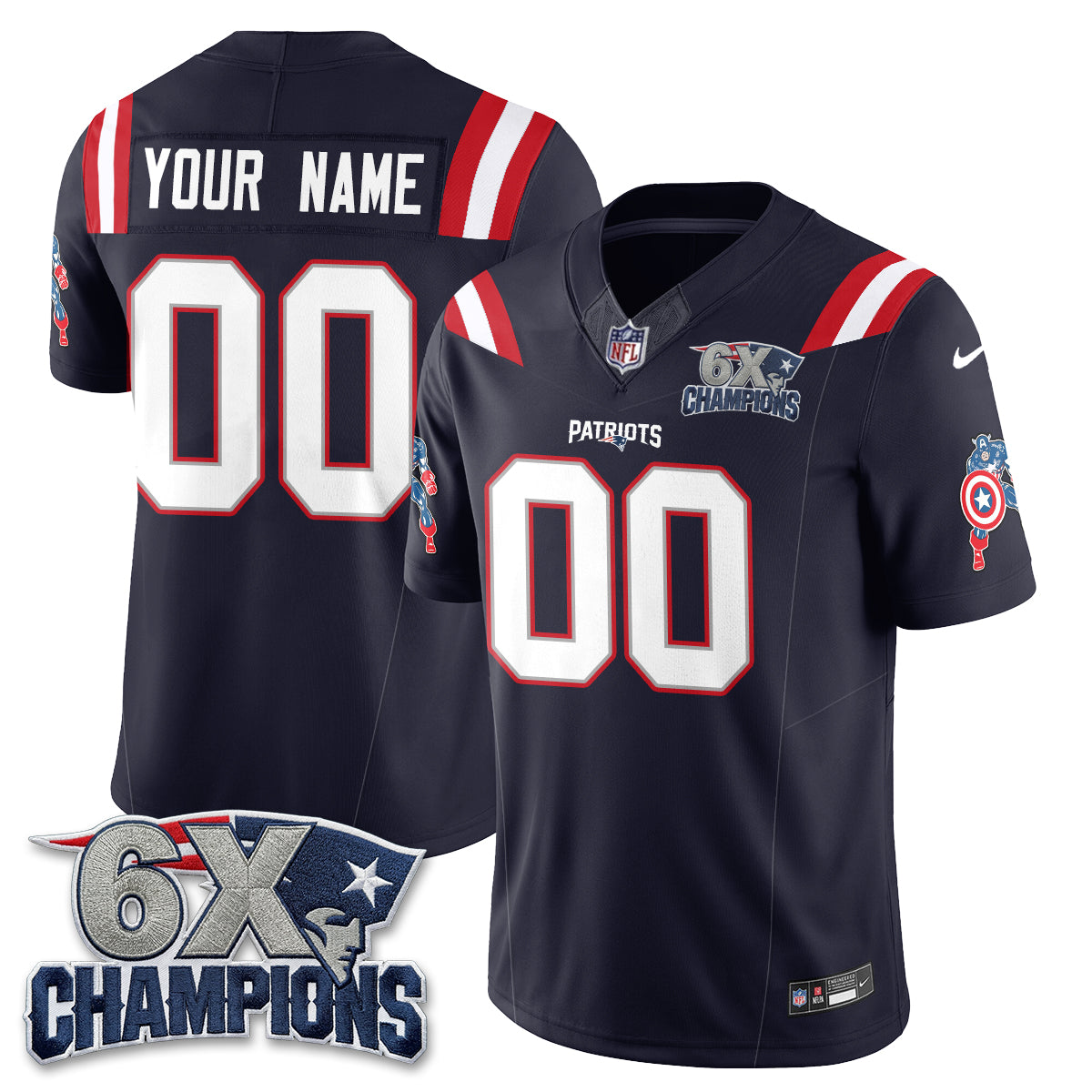 New England Patriots x Vibranium Shield Edition Vapor Custom Jersey V2 - Stitched