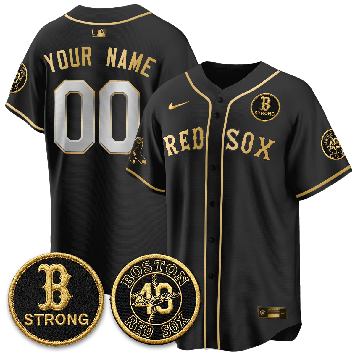 BOS Tim Wakefield Memorial Patch Vaper Premier Limited Custom Jersey - All Stitched V2