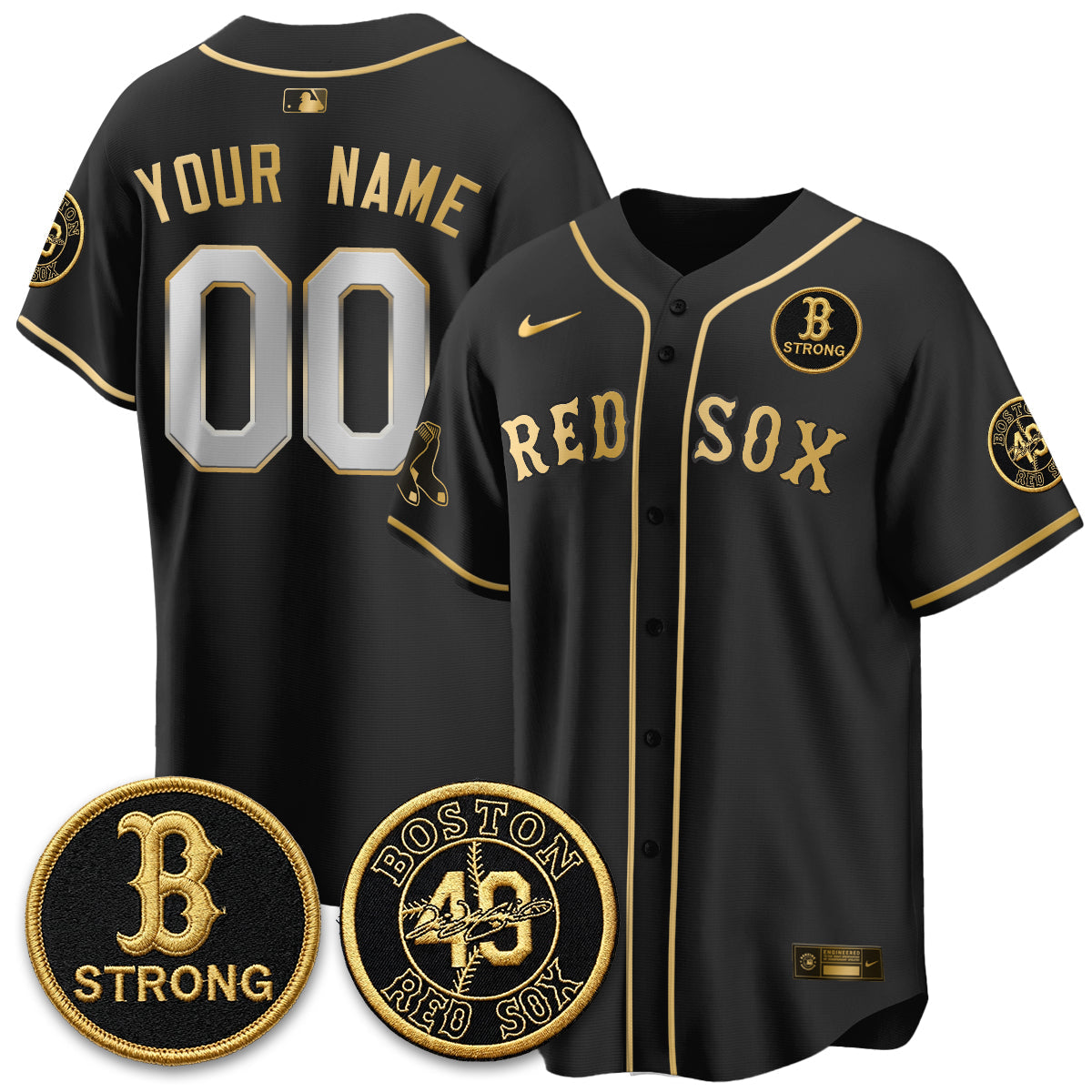 BOS Tim Wakefield Memorial Patch Vaper Premier Limited Custom Jersey - Stitched V2-NQD