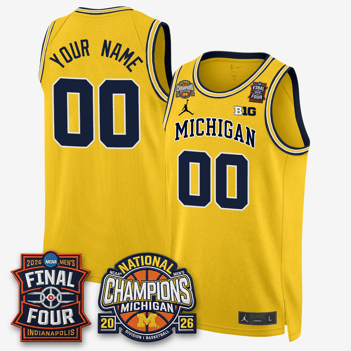 MICH Basketball National Champions Big Text Limited Vapor Custom Jersey - Stitched-NQD
