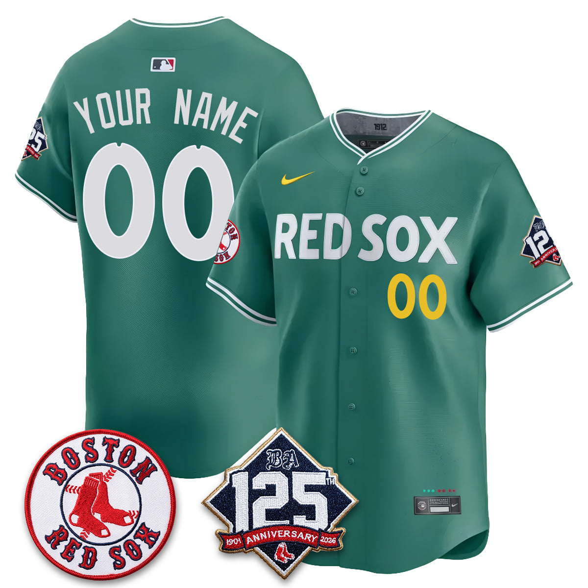 BOS 125th Anniversary Patch Vapor Custom Jersey - Stitched-NQD