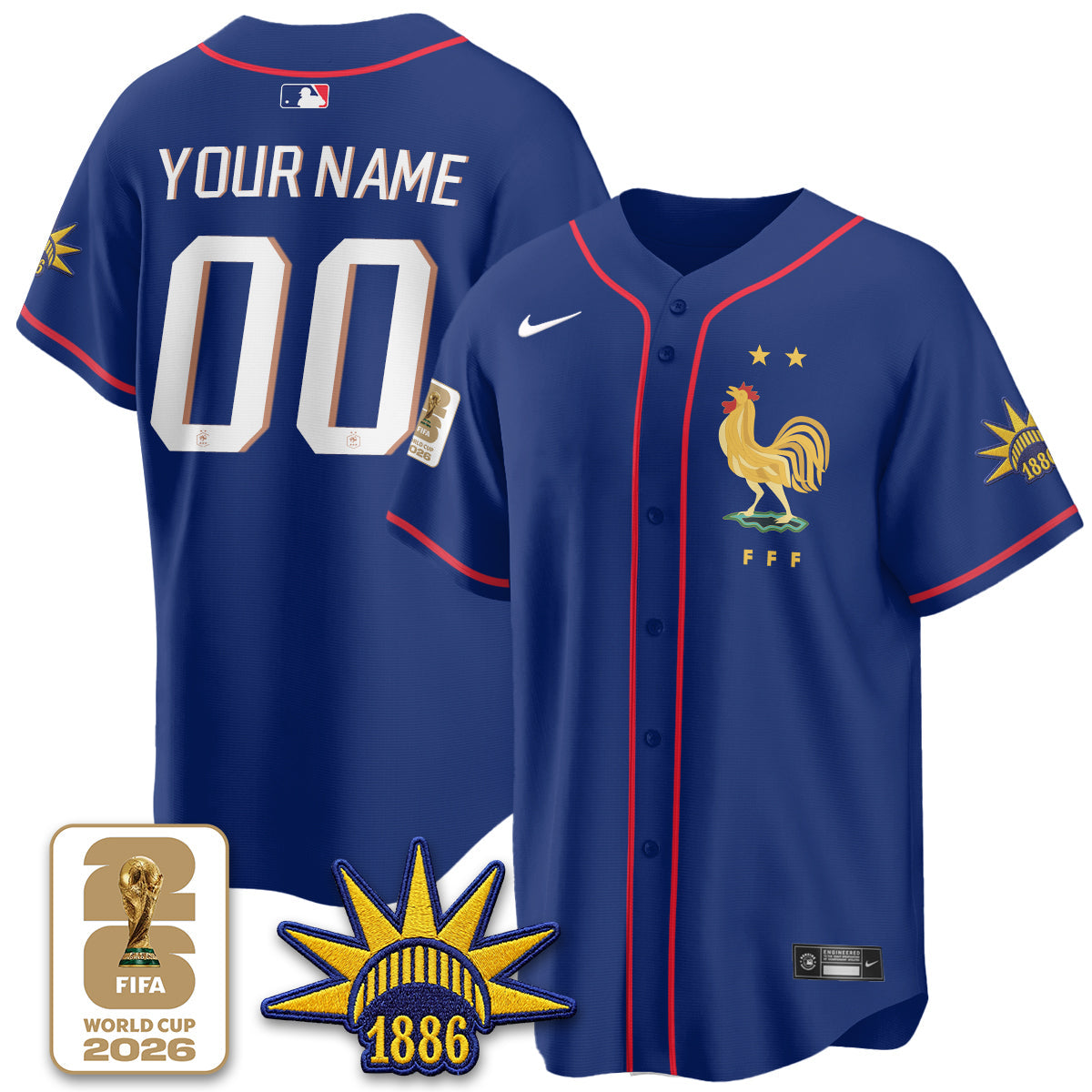 France Soccer National Team x Baseball Vapor Limited Custom Jersey - Stitched-NQD