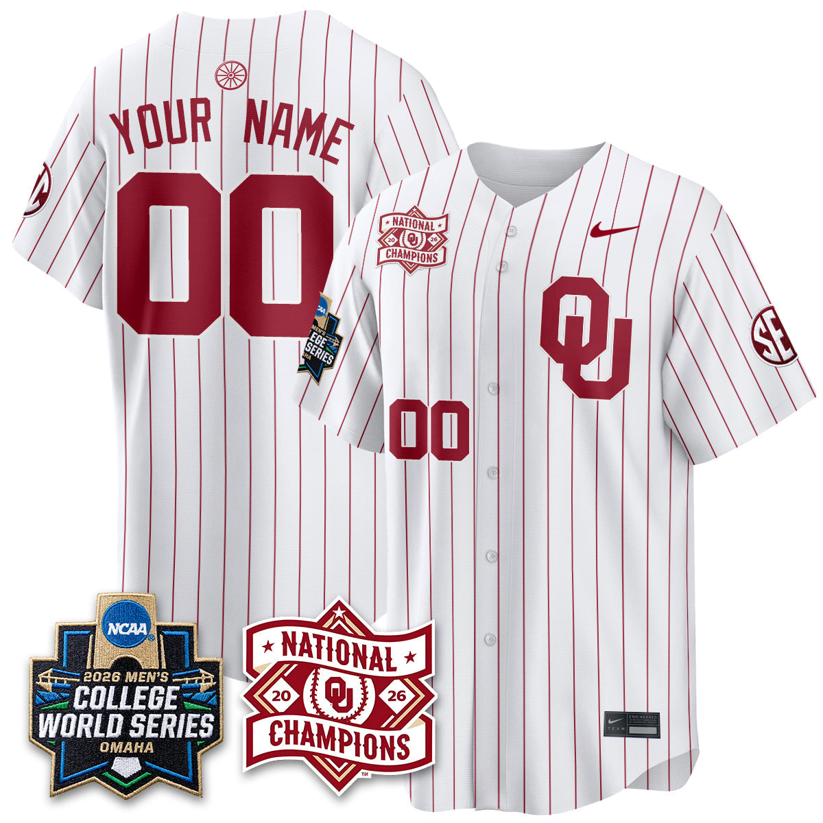 OU 2026 NCAA Baseball College World Series Champions Vapor Custom Jersey - Stitched-NQD