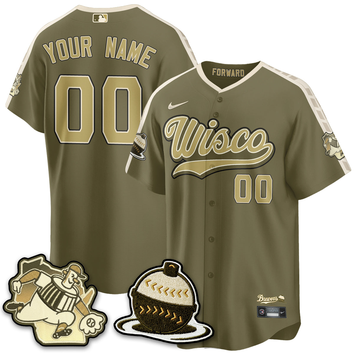 MIL New Era Olive 2026 Armed Forces Day Custom Jersey - Stitched-NQD