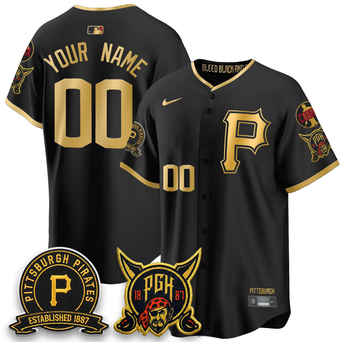 PIT Vapor Limited Custom Jersey - Cobra & Est 1887 Patch - Stitched-NQD